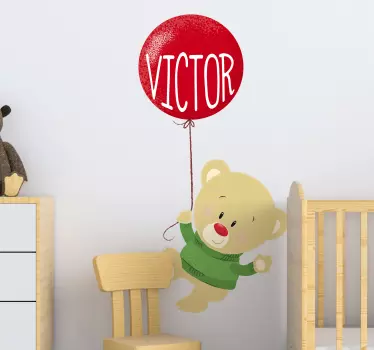 Naljepnica za djecu veseli balon s medvjedom - TenStickers