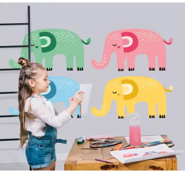 Naljepnica za djecu veseli šareni slonovi - TenStickers