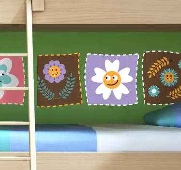 Naljepnica za djecu veseli uzorci cvijeća - TenStickers