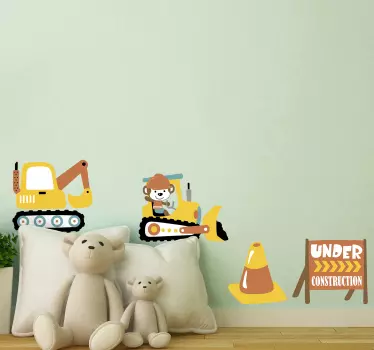 Naljepnica za djecu zabava s građevinskim vozilima - TenStickers