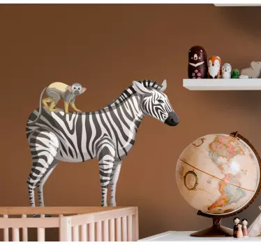 Naljepnica za djecu zebra s majmunom - TenStickers