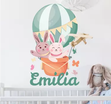 Naljepnica za djecu zečići po narudžbi u balonu - TenStickers