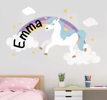 Naljepnica za ilustraciju duginica s jednorog - TenStickers