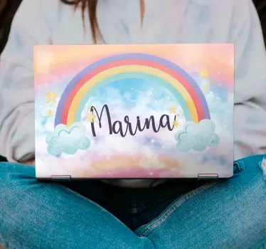 Naljepnica za laptop fantastična duga s lijepim oblacima - TenStickers
