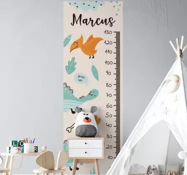 Naljepnica za personaliziranu kartu visine dinosaura - TenStickers