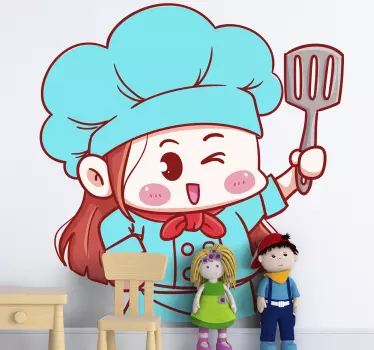 Naljepnica za zid crtani mali anime kuhar - TenStickers