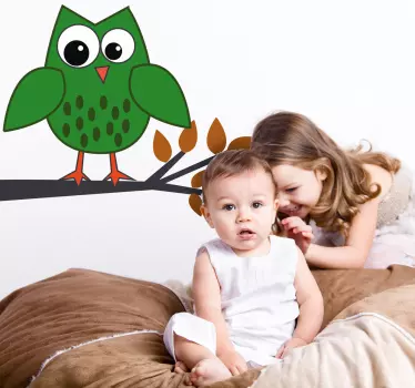 Naljepnica zelena sova za djecu - TenStickers