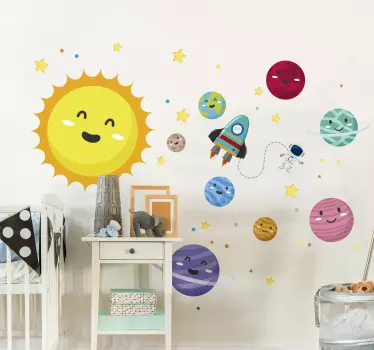 Naljepnica zid dječjeg sunčevog sustava - TenStickers