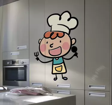 Naljepnica zida sretan crtani kuhar - TenStickers
