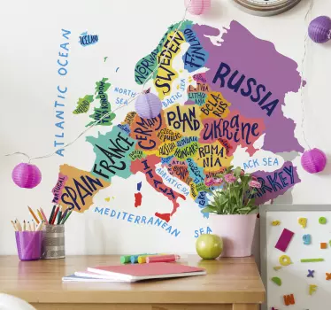 Naljepnica zida zid europa za djecu - TenStickers