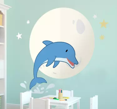 Naljepnica zidova za dupine i mjeseca - TenStickers