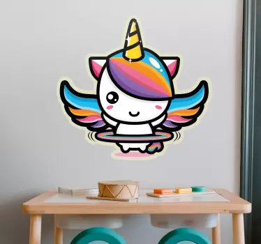 Naljepnica za djecu slatki leteći jednorog - TenStickers