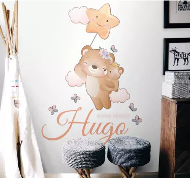 Naljepnica za bebu s visećim medvjedićem imenom - TenStickers