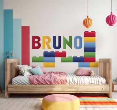 Naljepnice za zid dječje sobe blokovi u boji s imenom - TenStickers