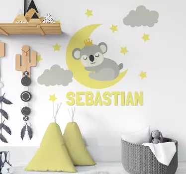 Naljepnice za zid dječje sobe usnuli kralj koala - TenStickers