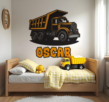 Zidna naljepnica za djecu personalizirani narančasti građevinski  - TenStickers