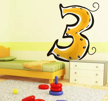 Naljepnice životinje vesela brojka tri - TenStickers