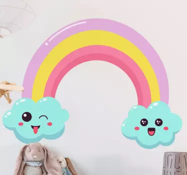 Nasmijani slatki crtani dugini oblaci zidna naljepnica - TenStickers