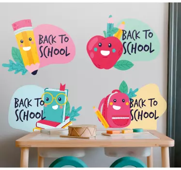 Natrag u školu naljepnica prozora s različitim simbolima - TenStickers