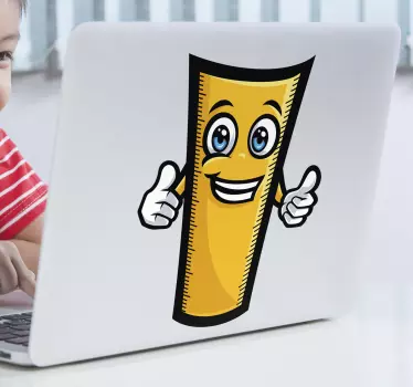 Natrag u školu nasmijana naljepnica s plavim ravnalom - TenStickers