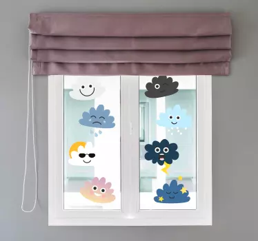 Oblaci s licima dječje zidne umjetnosti - TenStickers