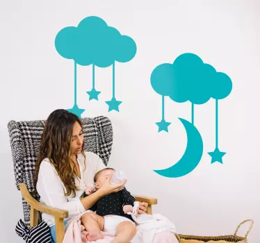 Oblaci zvijezda i mjesečev zid naljepnica - TenStickers