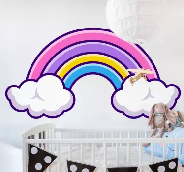 Oblak crtani dugina nagnuta zidna naljepnica - TenStickers