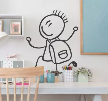 Obrazovni Naljepnice crtež dječaka s ruksakom - TenStickers