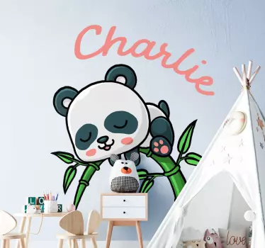 Panda s bambusom i naljepnica za zid za bebe - TenStickers