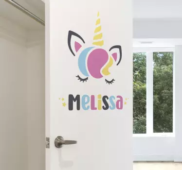 Personalizirana naljepnica s imenom jednoroga za staklena vrata - TenStickers