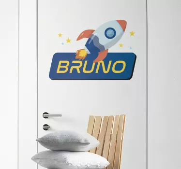 Personalizirana naljepnica za staklena vrata s nazivom rakete - TenStickers