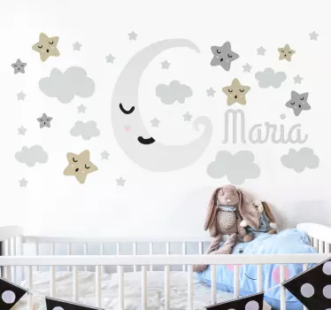 Personalizirana naljepnica za zid i mjesece - TenStickers