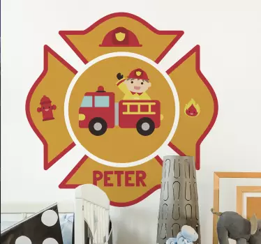 Personalizirane dječje zidne naljepnice za vatrogasce - TenStickers