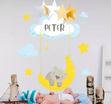 Personalizirane pospavane zidne naljepnice za medvjediće - TenStickers