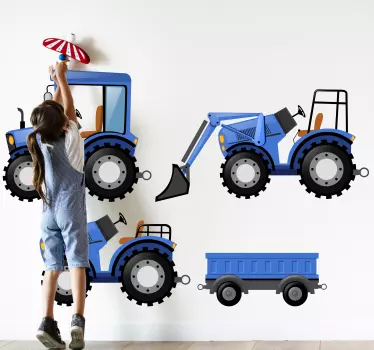 Plava naljepnica igračaka u traktorskom paketu - TenStickers