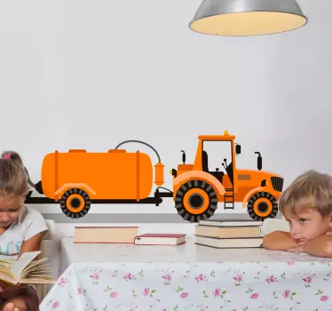 Poljoprivrednik u oranju naljepnice igračkih traktora - TenStickers