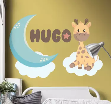 Preslatka žirafa za dječaka s imenom dječja spavaća soba zidna na - TenStickers