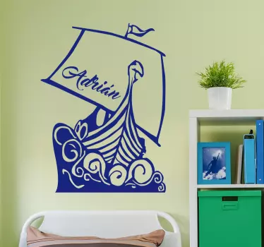 Prilagodljiv vikinški brod ilustracija zidne umjetnosti - TenStickers