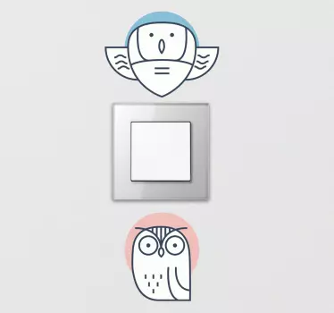 Ptica i sova prekidač za svjetlo ptica zidna naljepnica - TenStickers
