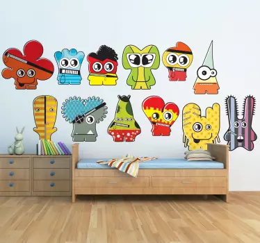 Razne prijateljske čudovišta djeca decal - TenStickers