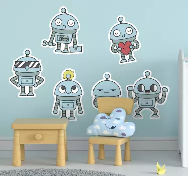 Roboti pakiraju djecu naljepnicu za zid - TenStickers