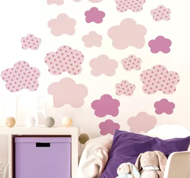 Ružičasti oblaci ilustracija zid art decal - TenStickers