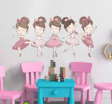 Set ružičastih balerina ilustracija zidna umjetnost - TenStickers
