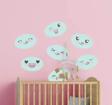 Slatka anime face naljepnica na zidu iz crtića - TenStickers