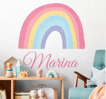 Slatka duga naljepnica za dugu i oblak u pastelnoj dječjoj spavać - TenStickers