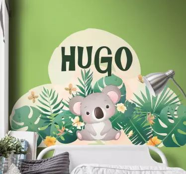 Slatka koala za dječaka s imenom dječja zidna naljepnica za spava - TenStickers