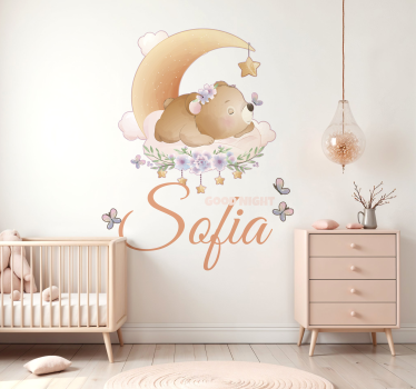 Slatka medvjedica za dječaka s imenom baby zidna naljepnica - TenStickers