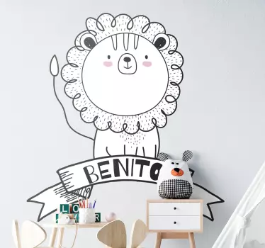 Slatki lav s naljepnicom za zid za dječju spavaću sobu - TenStickers