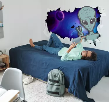 Slomljeni zid izvanzemaljac 3d naljepnica - TenStickers