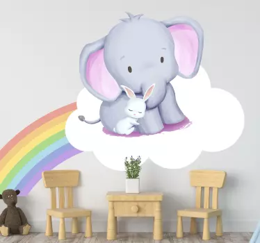 Slon i zec na naljepnici duginih zidova - TenStickers